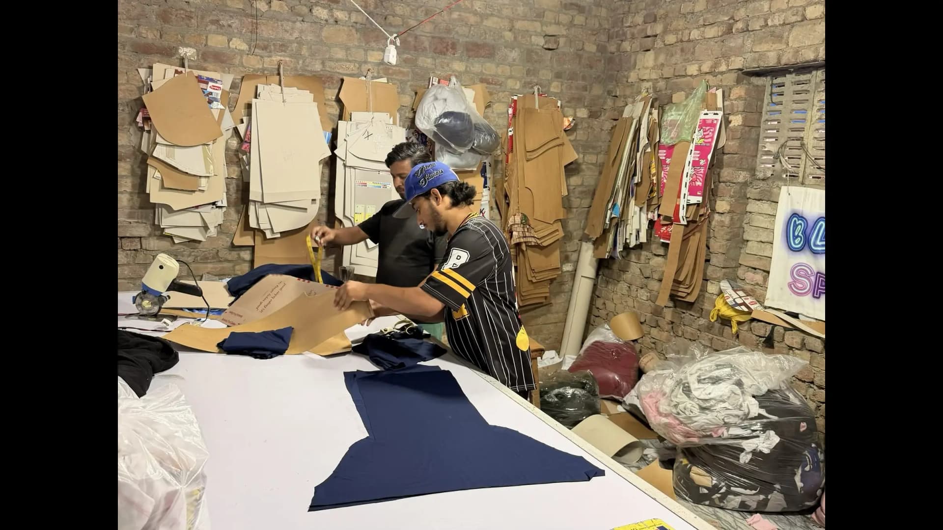 Custom apparel pattern cutting at Mughal Apparel — Daska, Sialkot, Pakistan