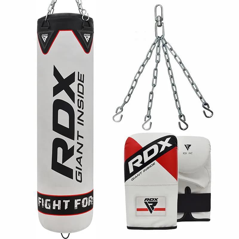 RDX F1 4ft / 5ft 3-in-1 White Punching Bag with Mitts Set — image 1 of 1