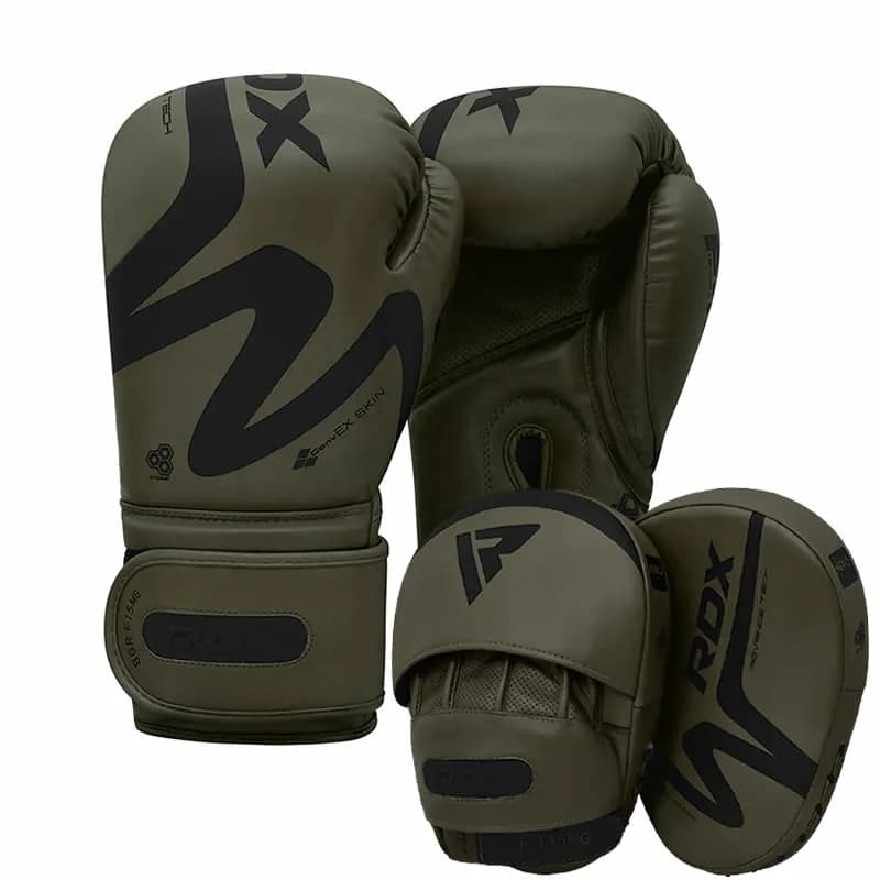 RDX T15 Nero Matte Green Boxing Gloves & Focus Pads — image 1 of 1