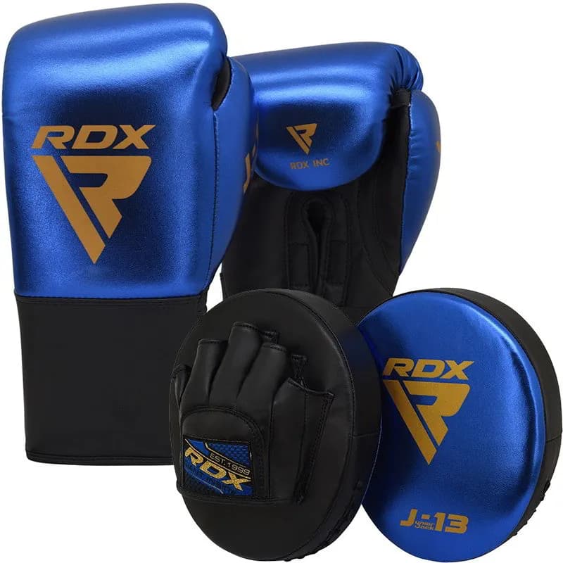 RDX J13 KIDS 8oz Blue Boxing Gloves & Pads Set — image 1 of 1