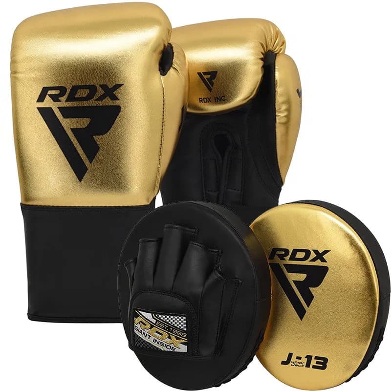 RDX J13 KIDS 8oz Golden Boxing Gloves & Pads Set — image 1 of 1