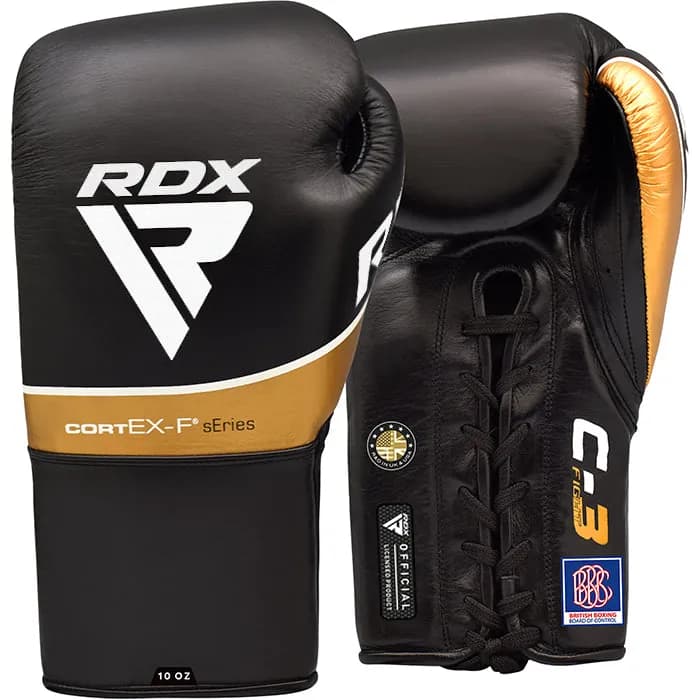 RDX C3 Fight Lace Up Leather Boxing Gloves BBBOFC/BIBA/WBF/NYAC /NEVADA APPROVED — image 1 of 1