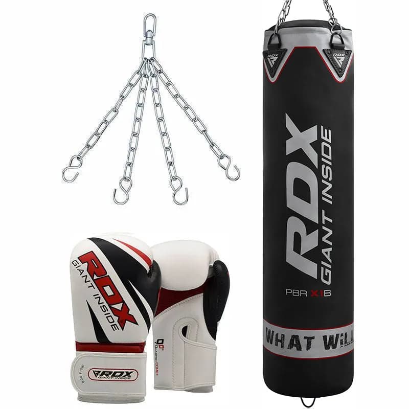 RDX X1 4ft / 5ft 3-in-1 Training Punch Bag & Gloves Black / White Set — image 1 of 1