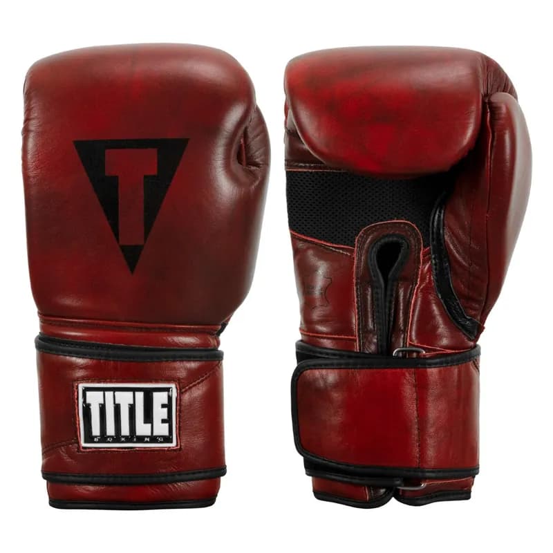TITLE Boxing Blood Red Leather Bag Boxing Gloves — image 1 of 1