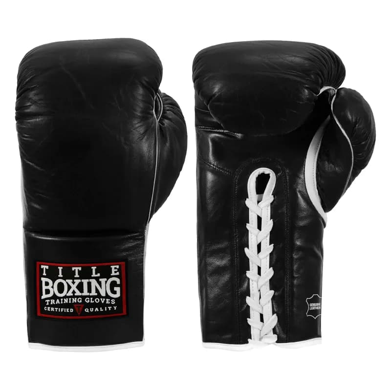 TITLE Boxing Old School Leather Lace-Up Sparring Boxing Gloves — image 1 of 1