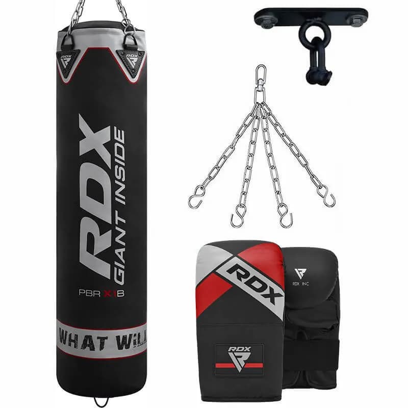 RDX X1 4ft / 5ft 4-in-1 Punch Bag with Mitts & Ceiling Hook Set — image 1 of 1