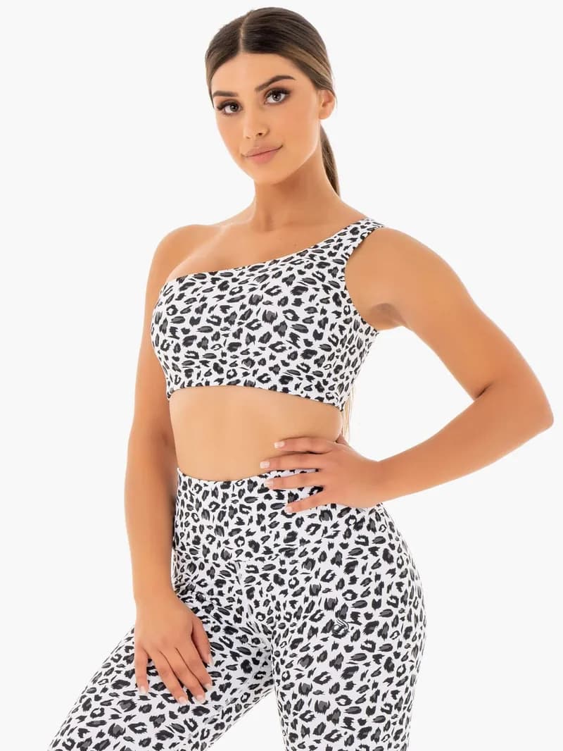 Adapt One Shoulder Sports Bra - Snow Leopard — image 1 of 1