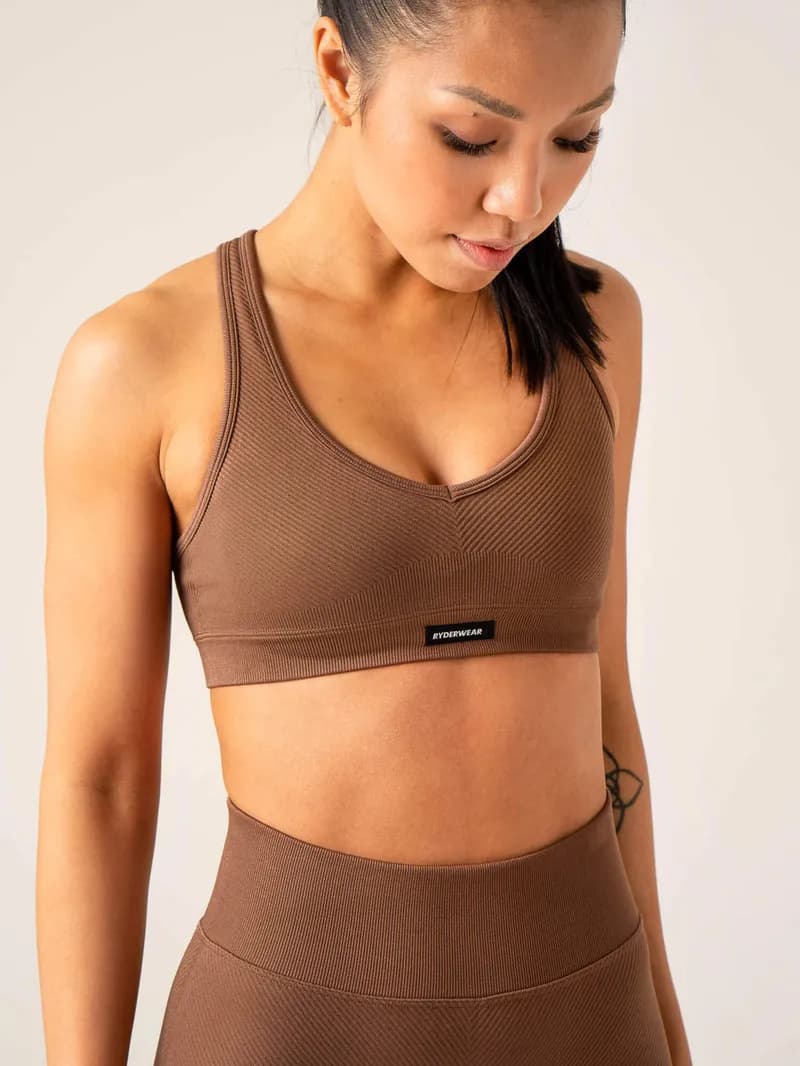 Circuit Rib Seamless Sports Bra - Chocolate — image 1 of 1
