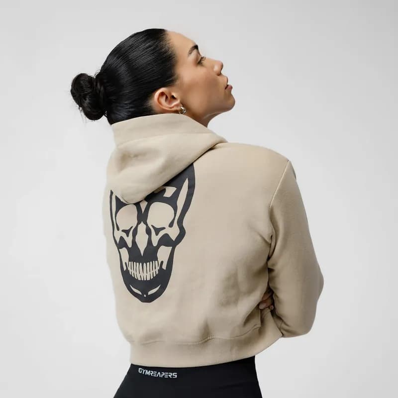 Cropped Zip-Up Hoodie - Tan — image 1 of 1