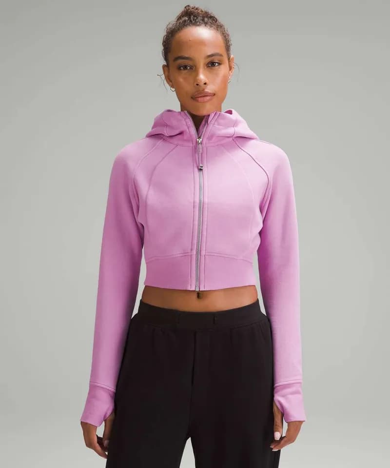 Cropped Zip-Up Hoodie - Mauve — image 1 of 1