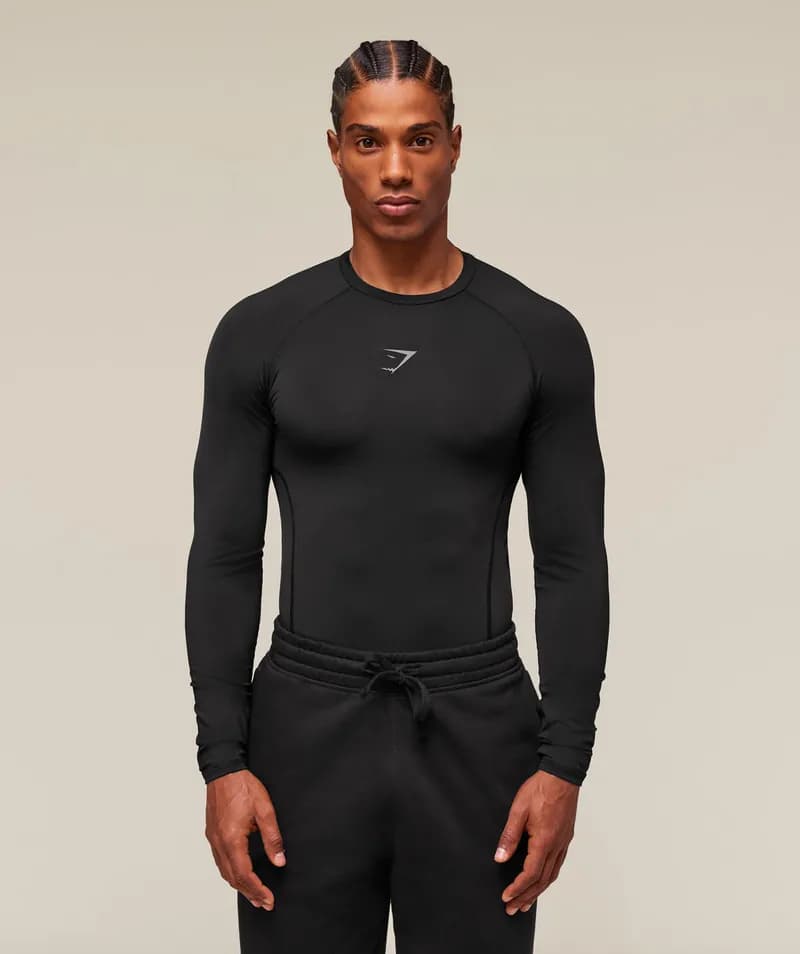 Base Layer Long Sleeve Waist Top - Onyx Black