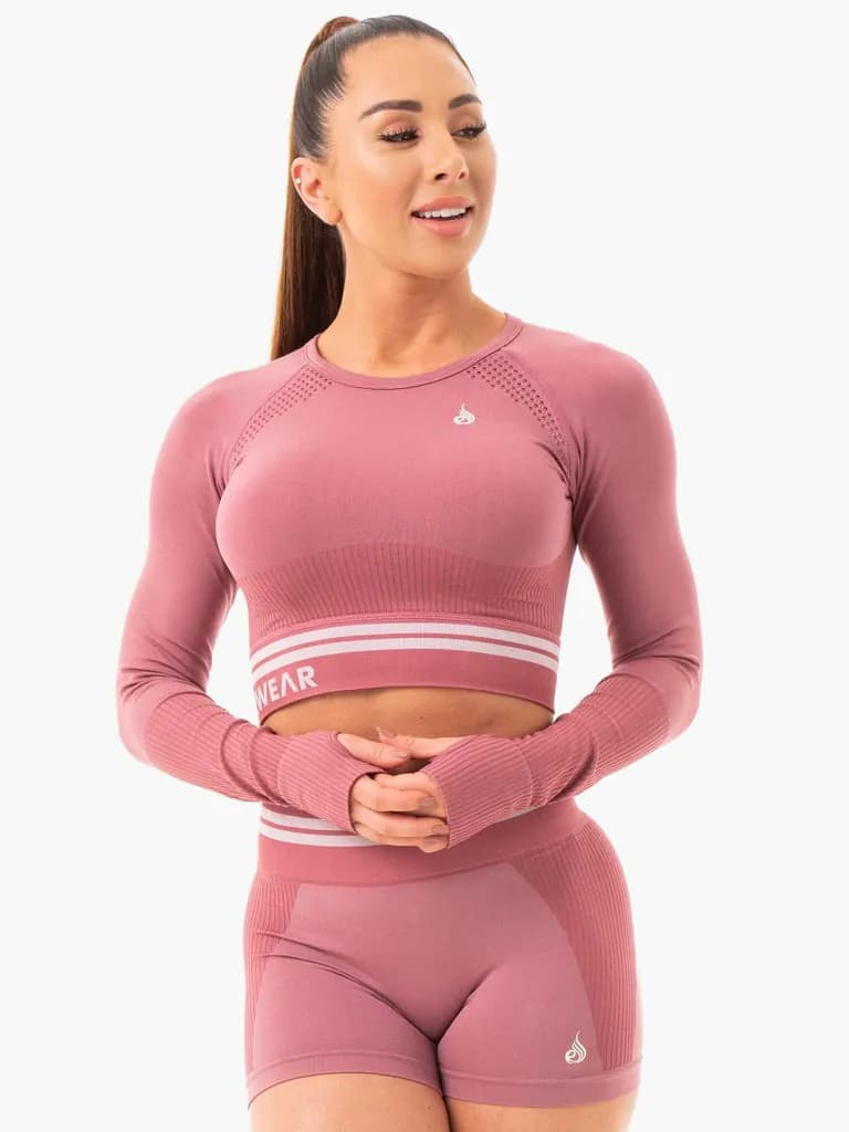 Freestyle Seamless Long Sleeve Crop - Dusty Pink — image 1 of 1