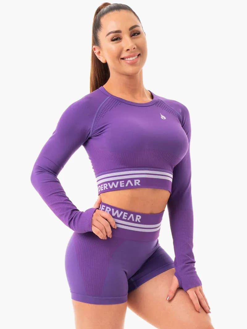 Freestyle Seamless Long Sleeve Crop - Purple — image 1 of 1