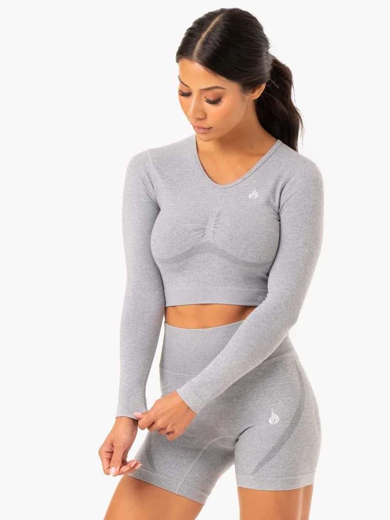 Staples Seamless Long Sleeve Top - Grey Marl — image 1 of 1