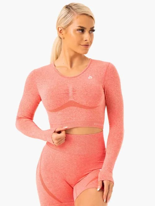 Staples Seamless Long Sleeve Top - Peach Marl — image 1 of 1