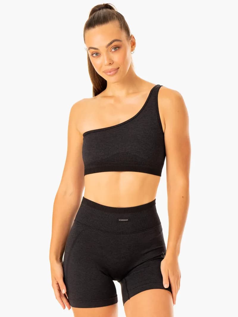 Excel Seamless Sports Bra - Black Marl — image 1 of 1