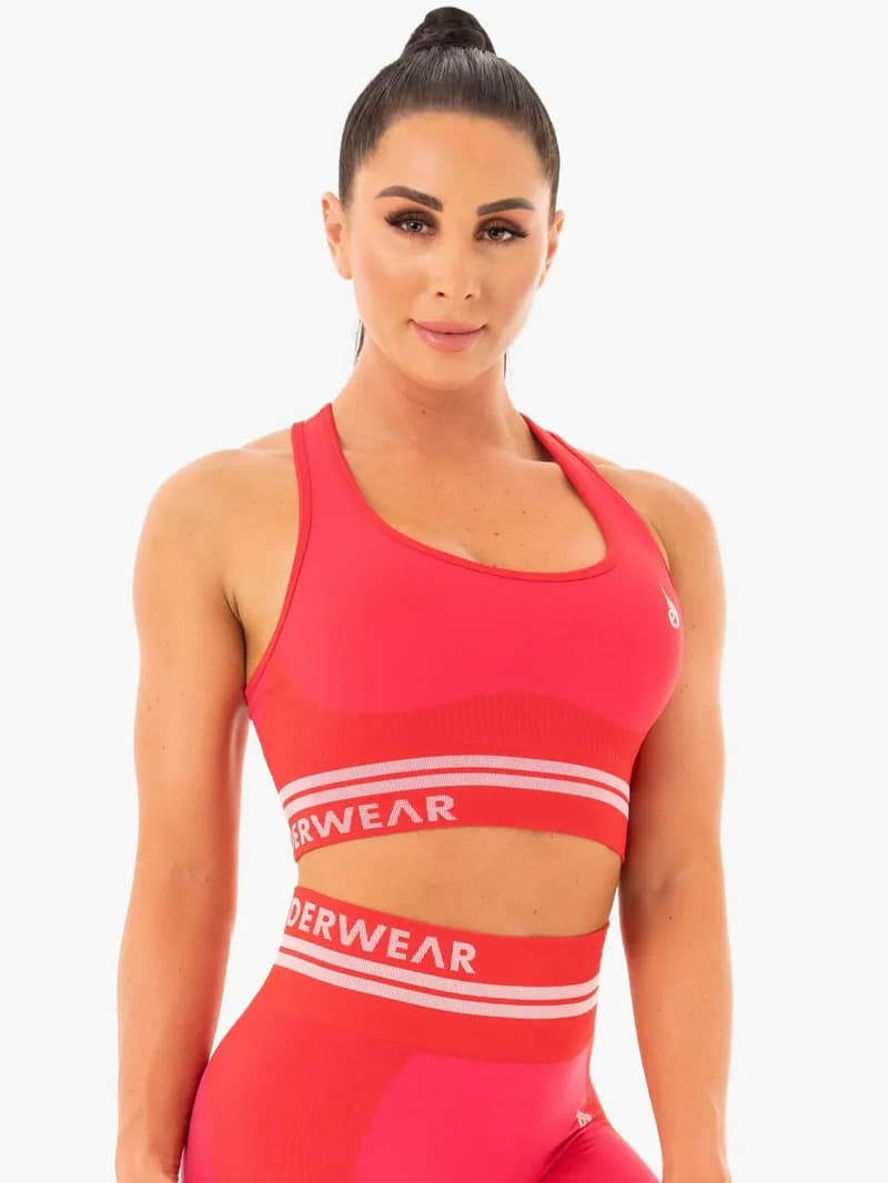 Freestyle Seamless Longline Sports Bra - Red — image 1 of 1