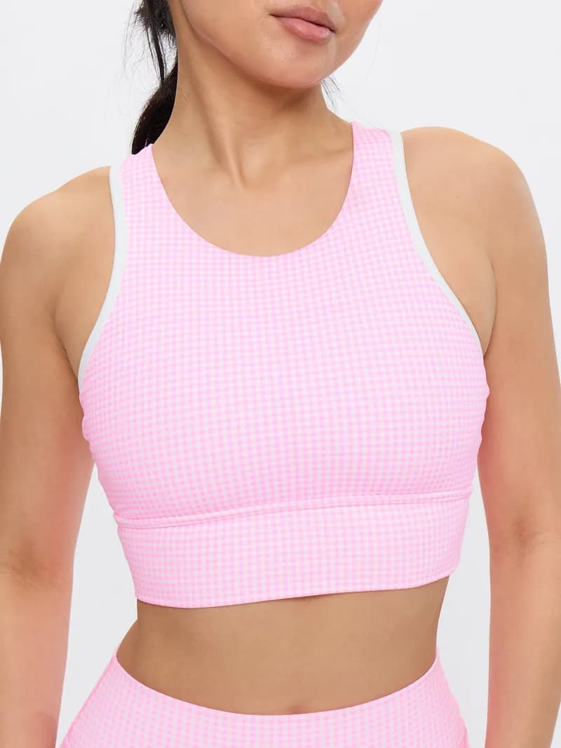 Geo Sports Bra - Pink Gingham — image 1 of 1