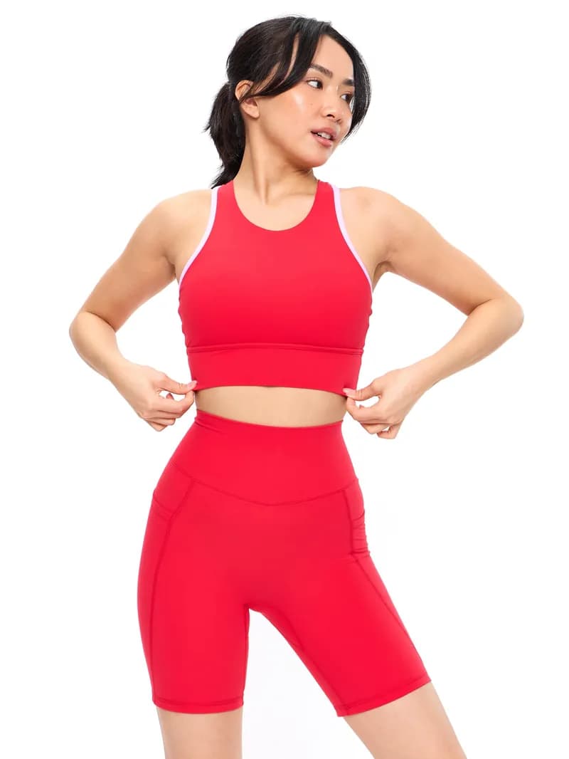 Geo Sports Bra - Salsa Red and Pink — image 1 of 1
