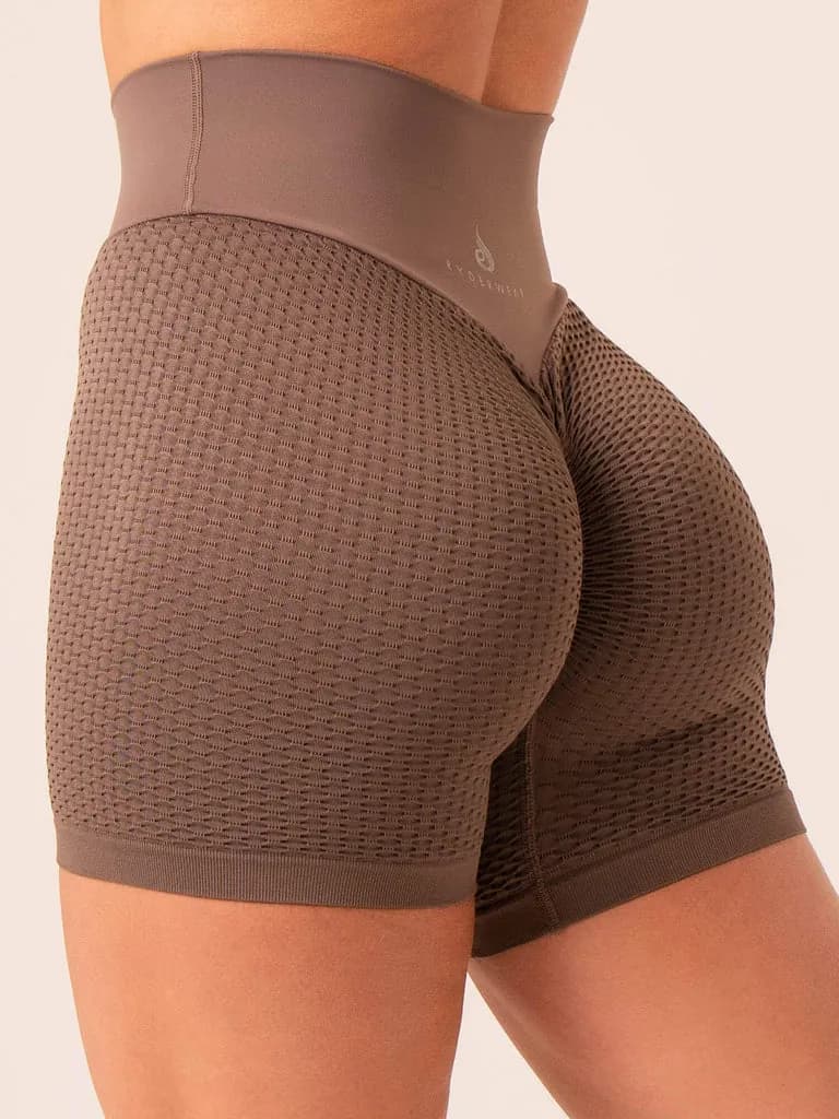 Honeycomb Scrunch Seamless Shorts - Taupe — image 1 of 1