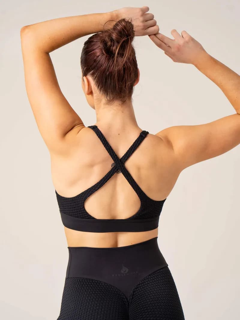 Honeycomb Seamless Sports Bra - Black — image 1 of 1