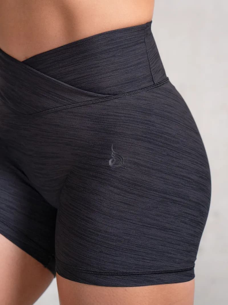Icon Cross Over Scrunch Shorts - Black Marl — image 1 of 1
