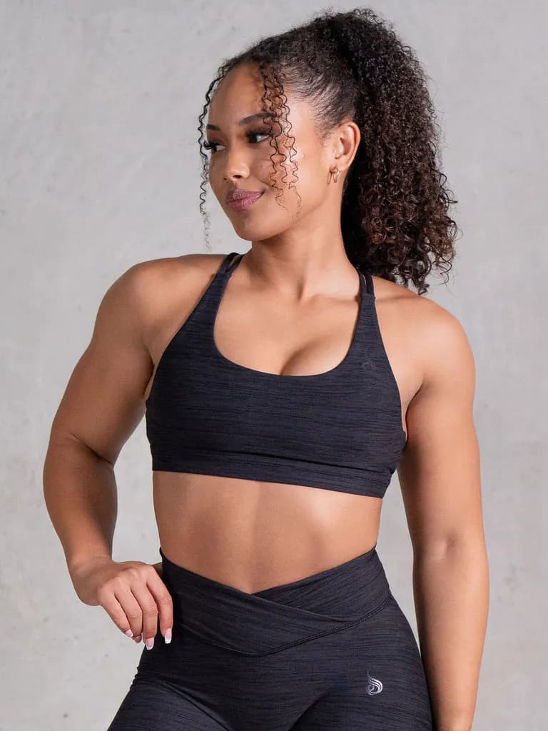 Icon Scoop Neck Sports Bra - Mocha Marl — image 1 of 1