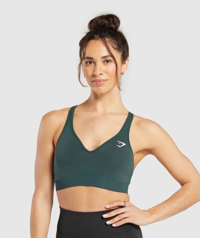 Icon V Neck Sports Bra - Fern Marl — image 1 of 1