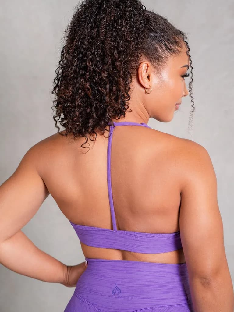 Icon V Neck Sports Bra - Violet Marl — image 1 of 1