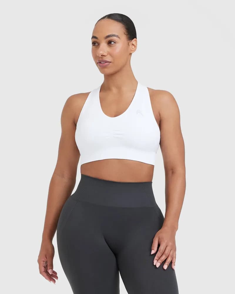 Icon V Neck Sports Bra - White — image 1 of 1