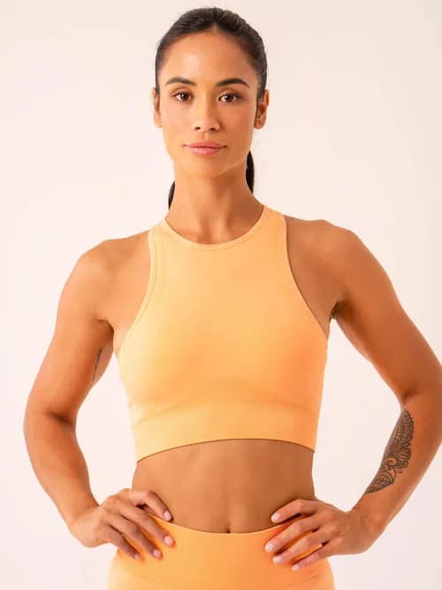 Lift Rib Seamless Halter Sports Bra - Mango — image 1 of 1