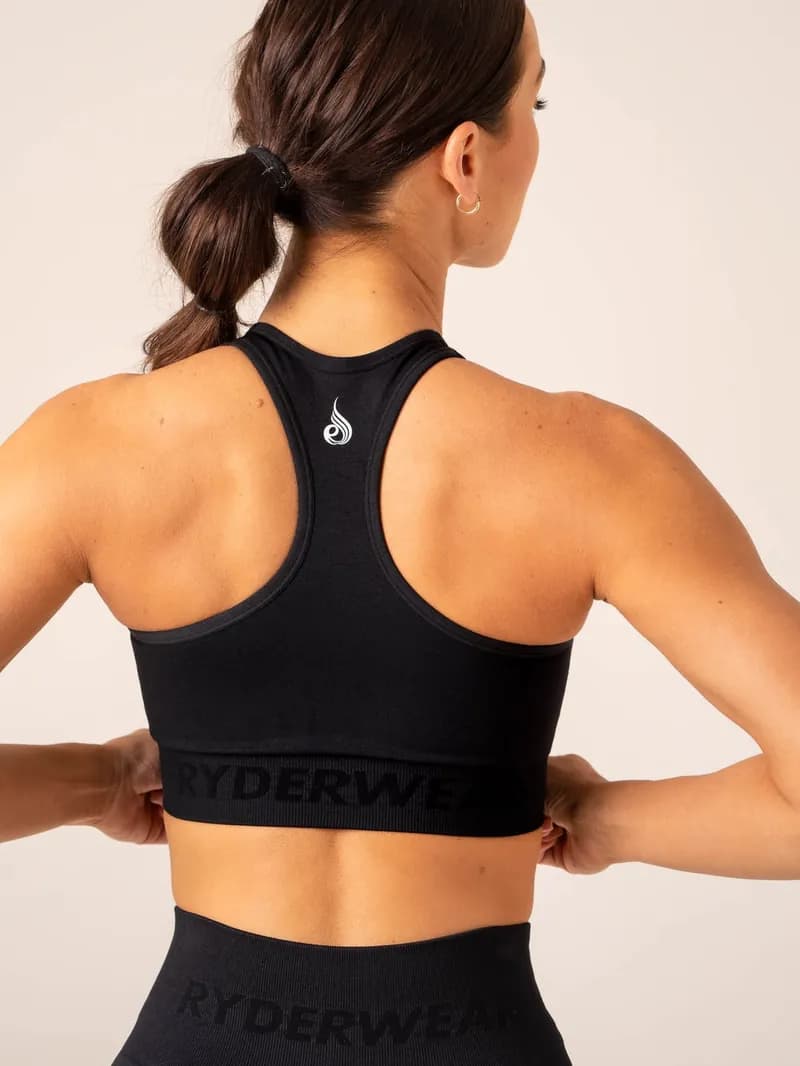 Lift Seamless High Neck Sports Bra - Black — image 1 of 1