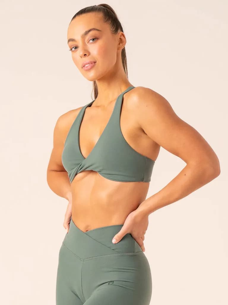 Momentum Twist Sports Bra - Forest Green — image 1 of 1