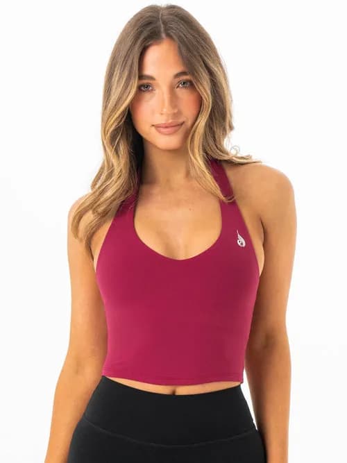 NKD Halter Sports Bra - Wine — image 1 of 1