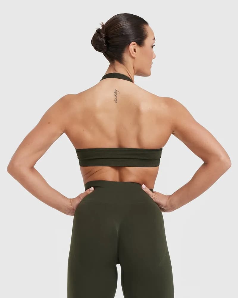 NKD Scrunch Halter Bra - Khaki — image 1 of 1