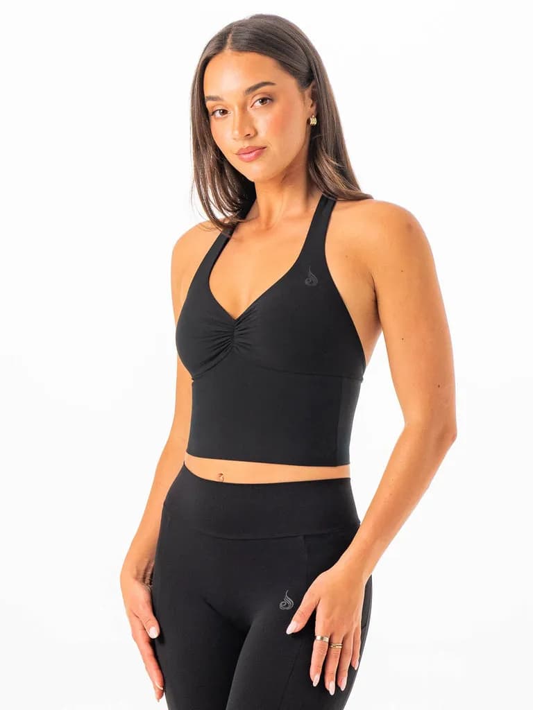 NKD Scrunch Halter Tank - Black