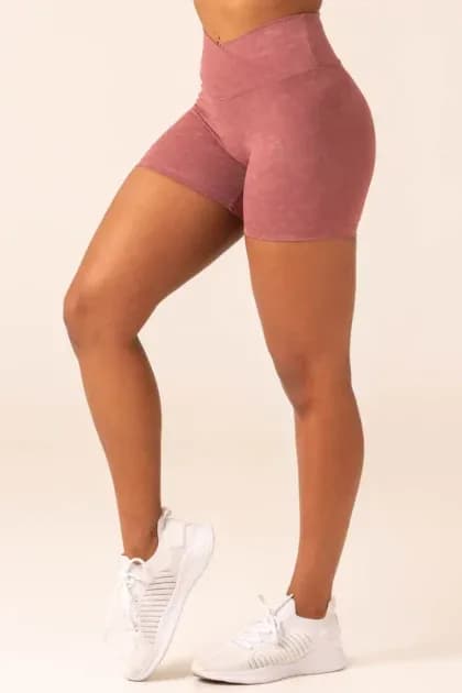 NKD Stonewash Crossover Scrunch Shorts - Coral Stonewash — image 1 of 1