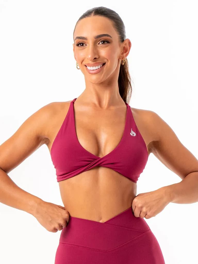 NKD Twist Sports Bra - Wine — image 1 of 1