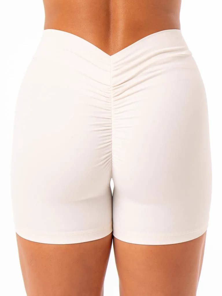 NKD V Scrunch Shorts - Off White — image 1 of 1