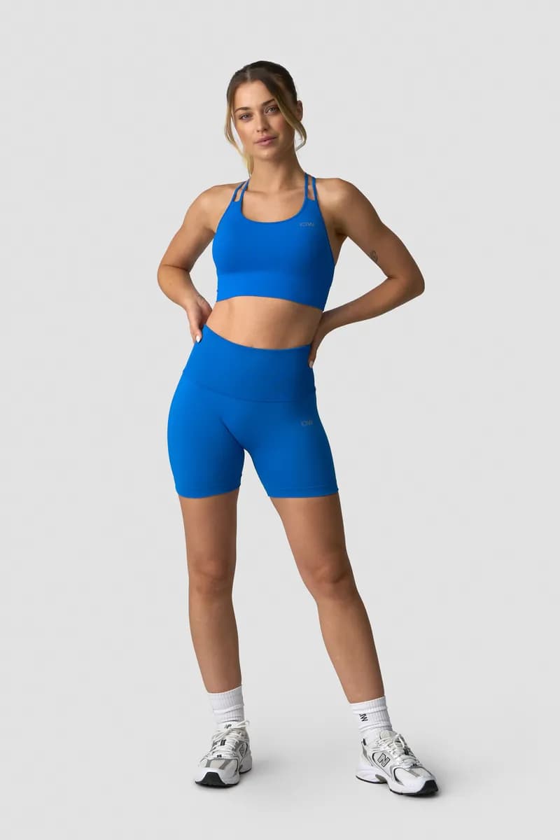 Rib Seamless Halter Sports Bra - Cobalt — image 1 of 1