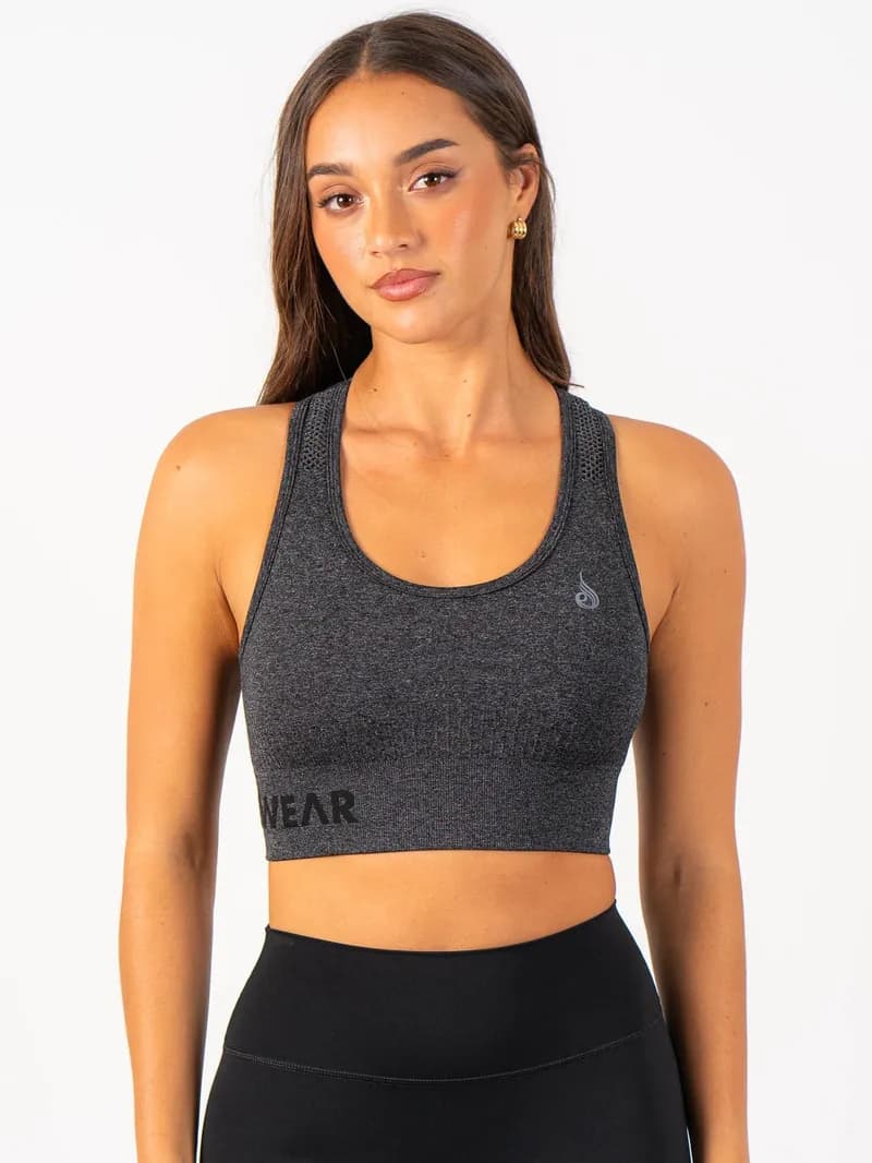 Seamless Staples Sports Bra - Charcoal Marl — image 1 of 1