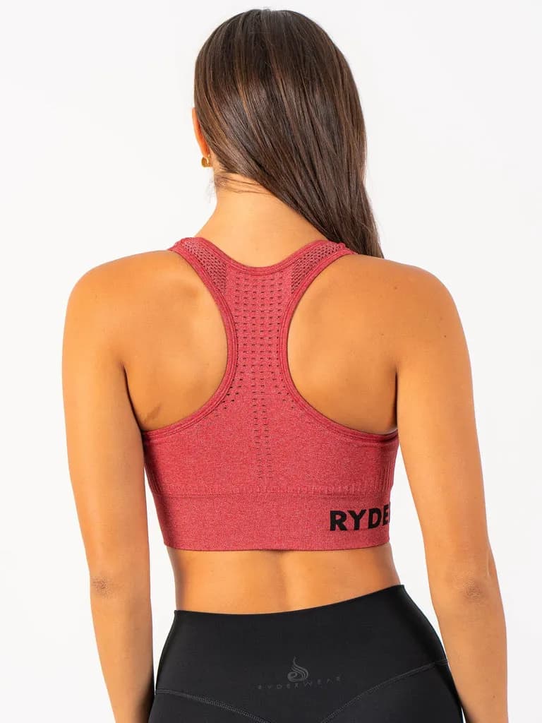 Seamless Staples Sports Bra - Cherry Red Marl — image 1 of 1