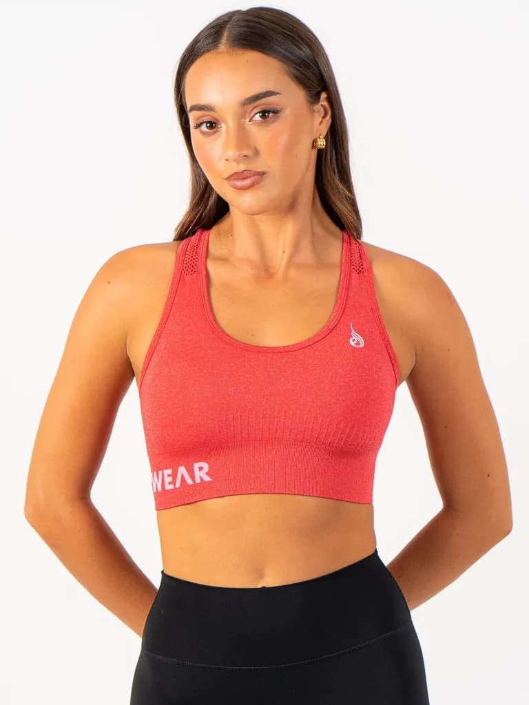Seamless Staples Sports Bra - Red Marl — image 1 of 1