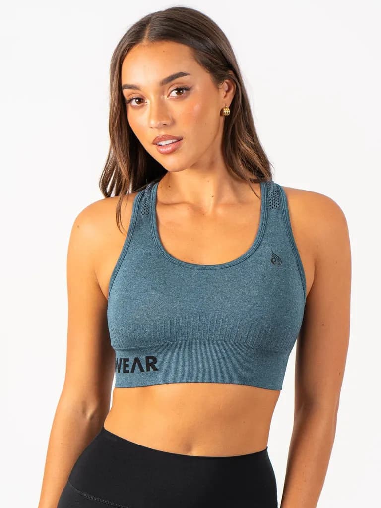 Seamless Staples Sports Bra - Teal Marl — image 1 of 1