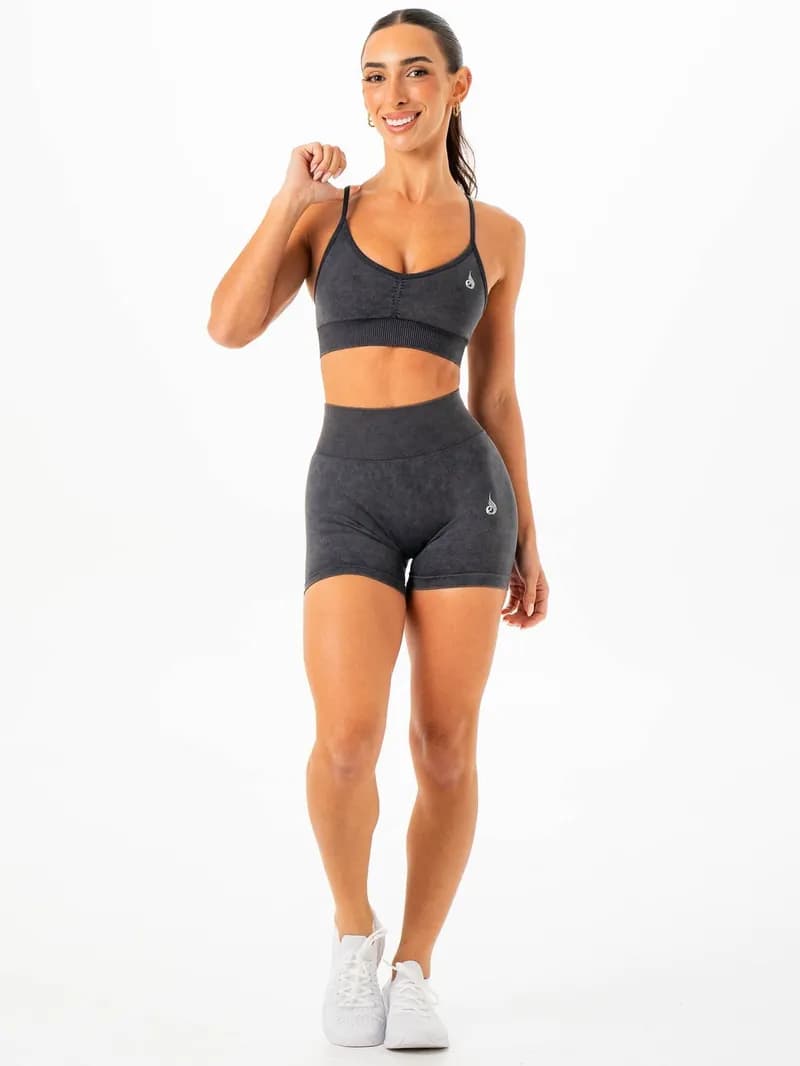 Stonewash Scrunch Seamless Shorts - Charcoal Stonewash — image 1 of 1