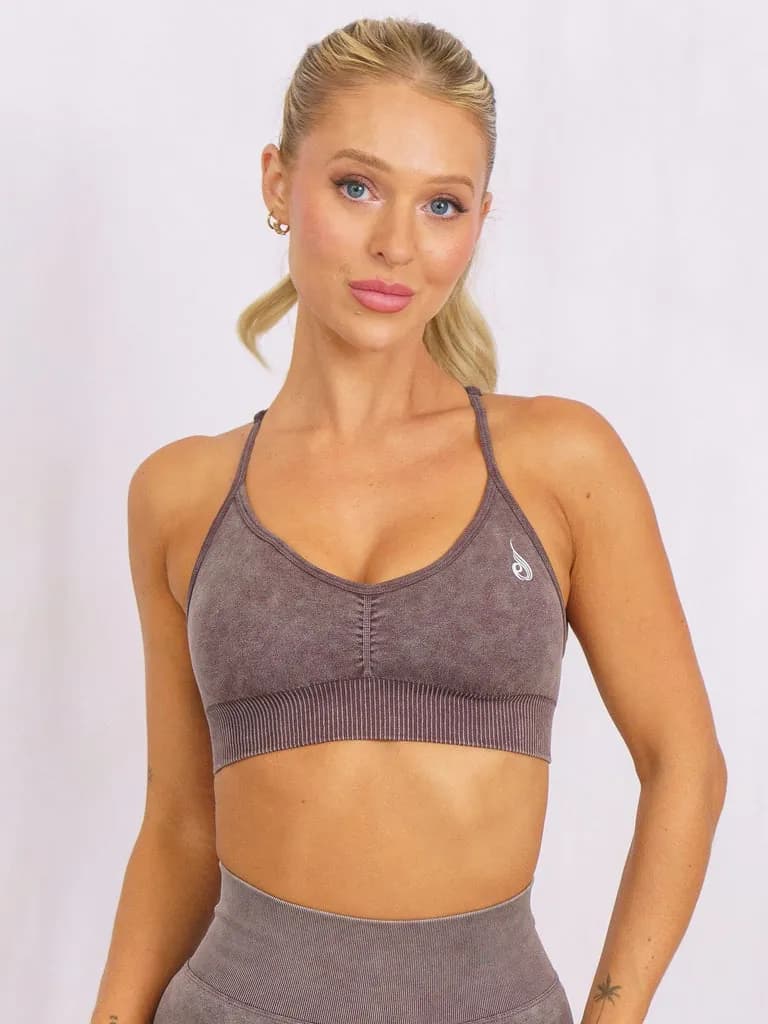 Stonewash Seamless Sports Bra - Cocoa — image 1 of 1