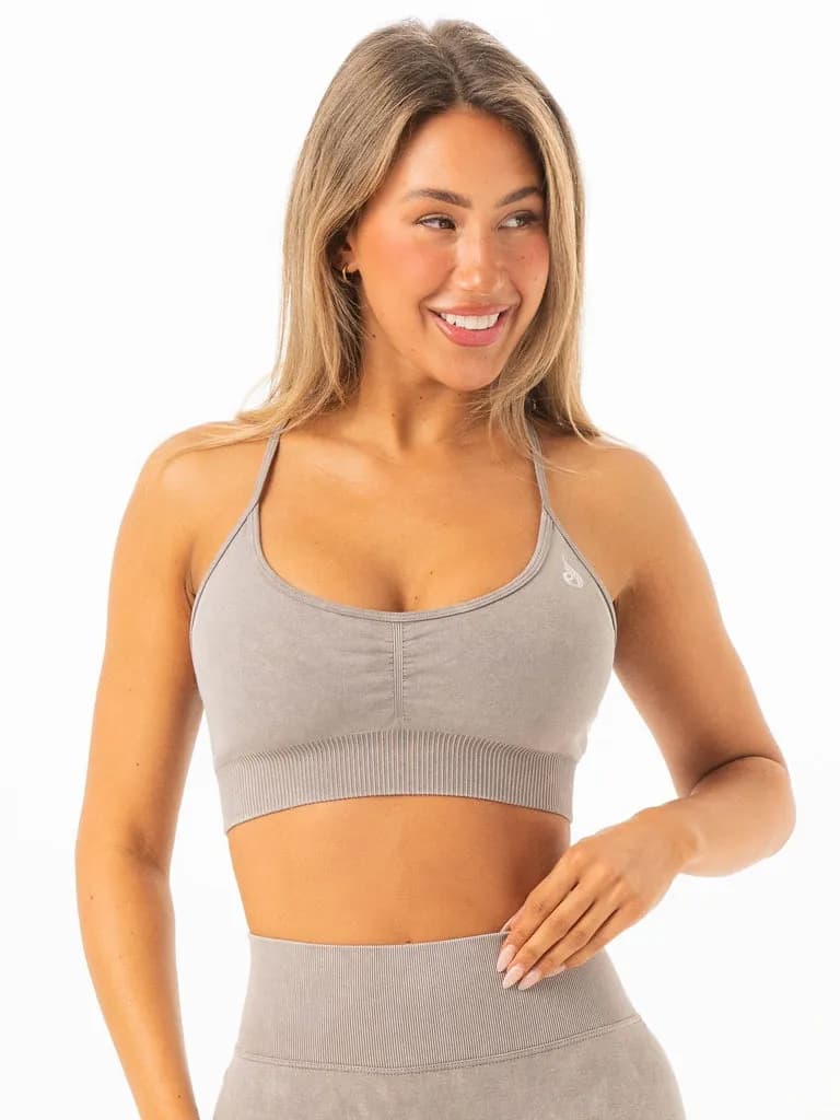 Stonewash Seamless Sports Bra - Oatmeal — image 1 of 1