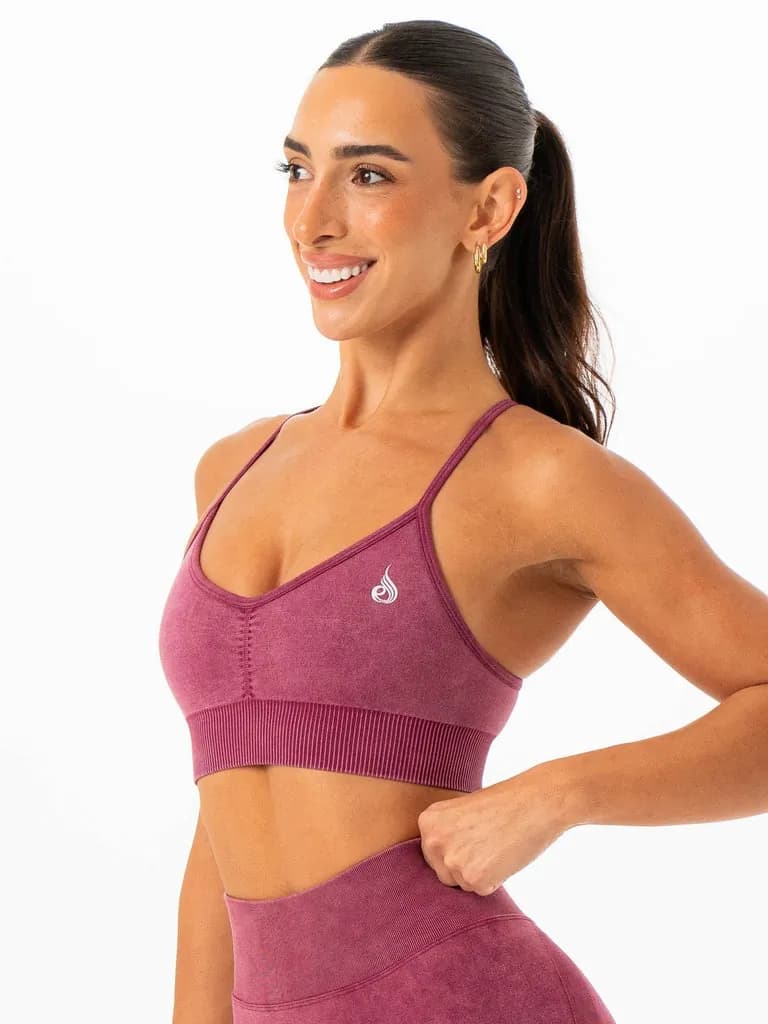 Stonewash Seamless Sports Bra - Wine Stonewash — image 1 of 1