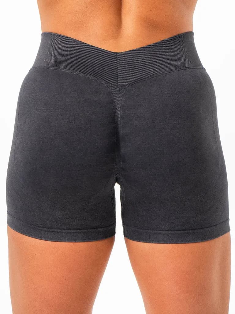 Stonewash Seamless V Back Shorts - Oatmeal — image 1 of 1