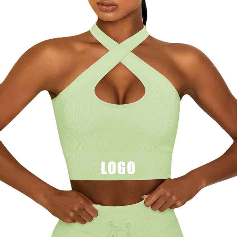 Twisted Halter Sports Bra - White — image 1 of 1